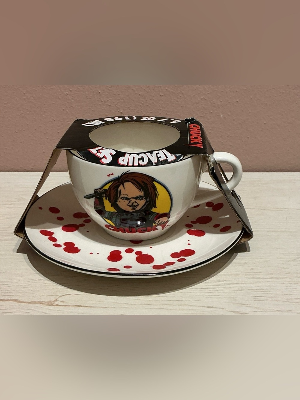 Child’s Play Chucky Porcelain Teacup and Saucer set 6.7 OZ Horror Movie NEW
